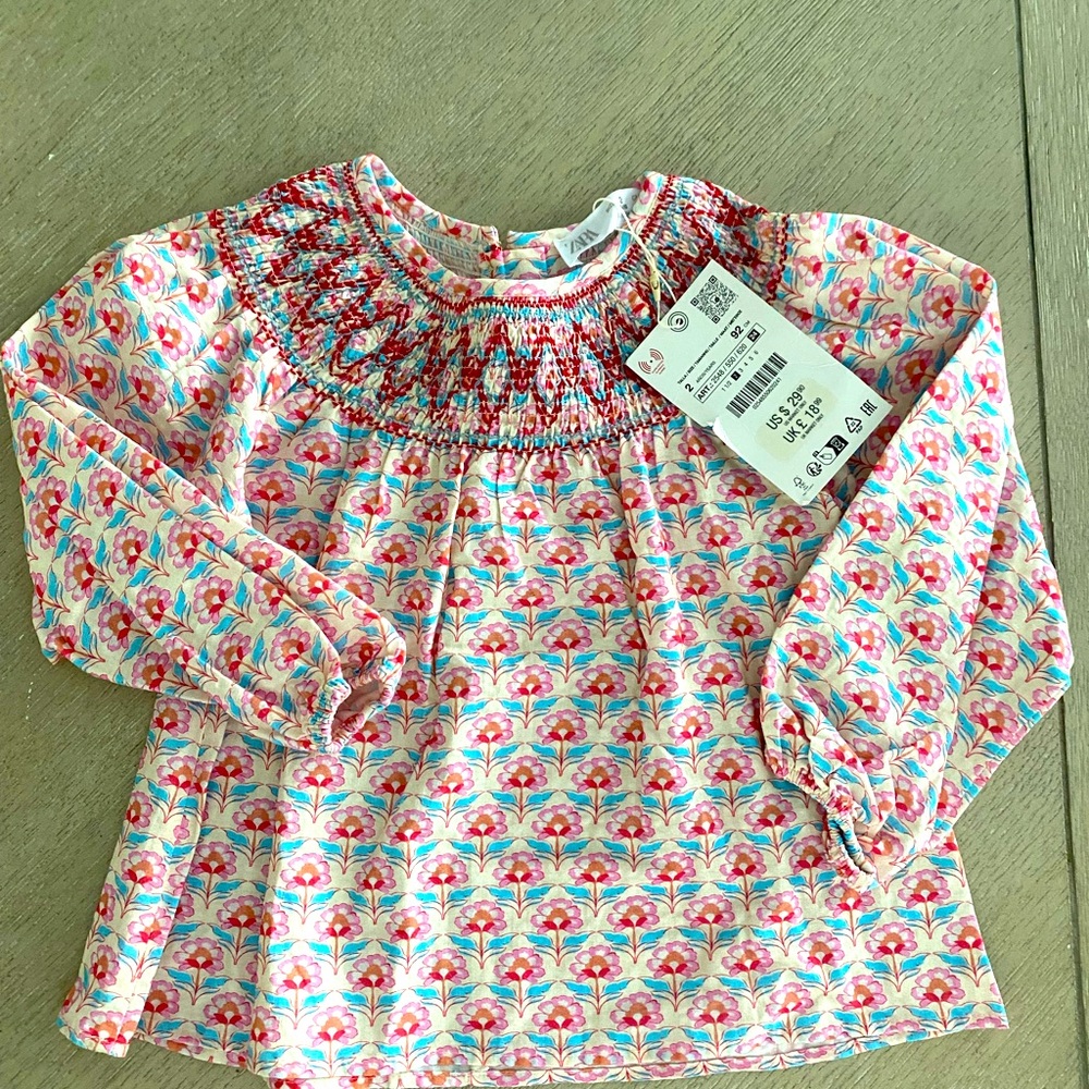ZARA kids 2yr smocked blouse. NWT.